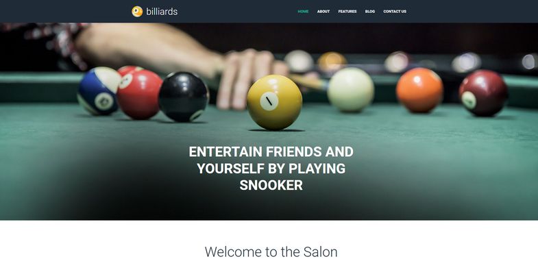 Billiards - Joomla 4 Template Designated for Snooker, Entertainment Salons