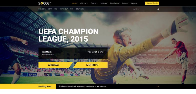Soccer - Sport Team Clubs Joomla 4 Template