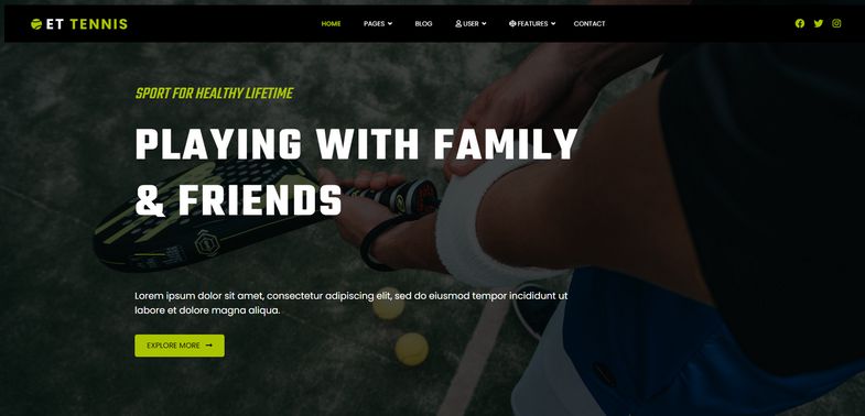 Tennis - Tennis Academy or Tennis Club Joomla 4 Template