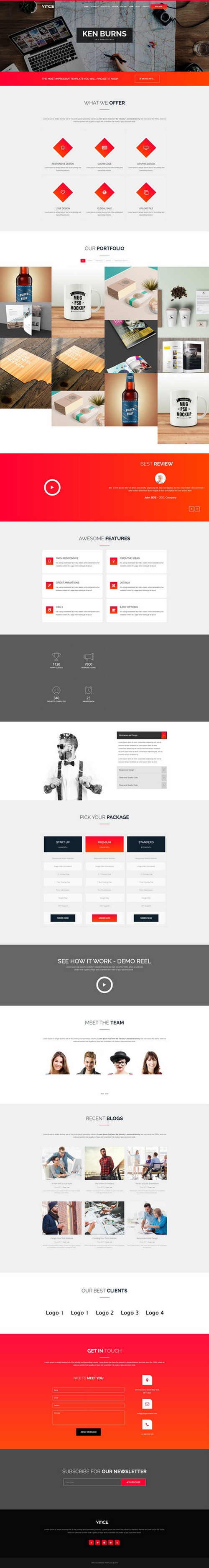 Vince - One Page & Multi Page Joomla 4 Template