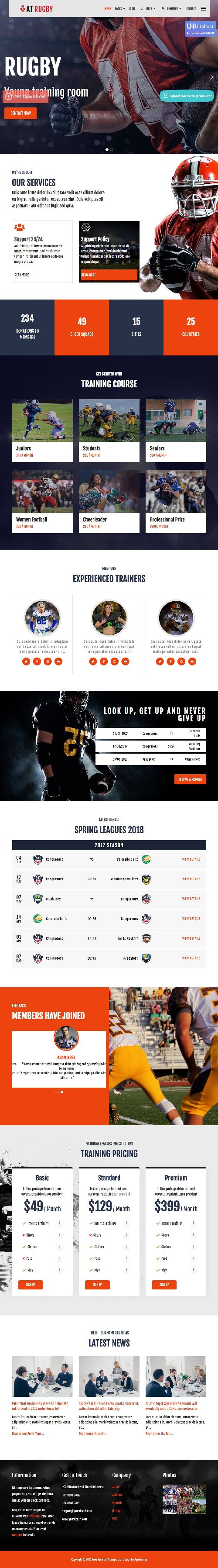 Rugby - Responsive Sport Club Joomla Template Website