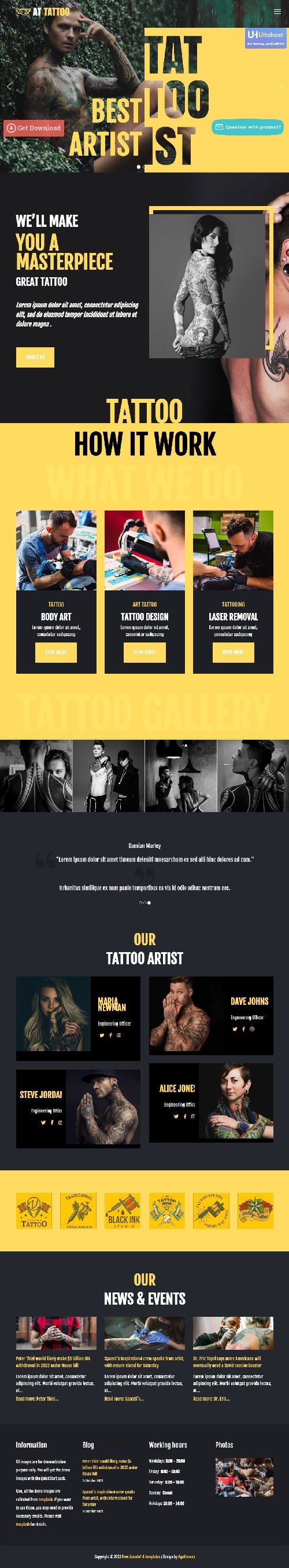 Tattoo - Responsive Tatoo Studio Joomla Template Website