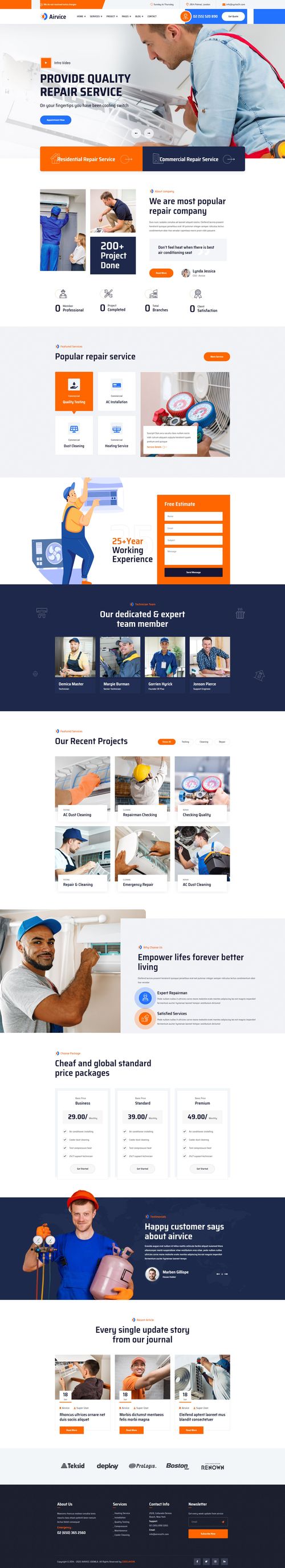 Airvice - Heaters and AC Repair Services Joomla Template