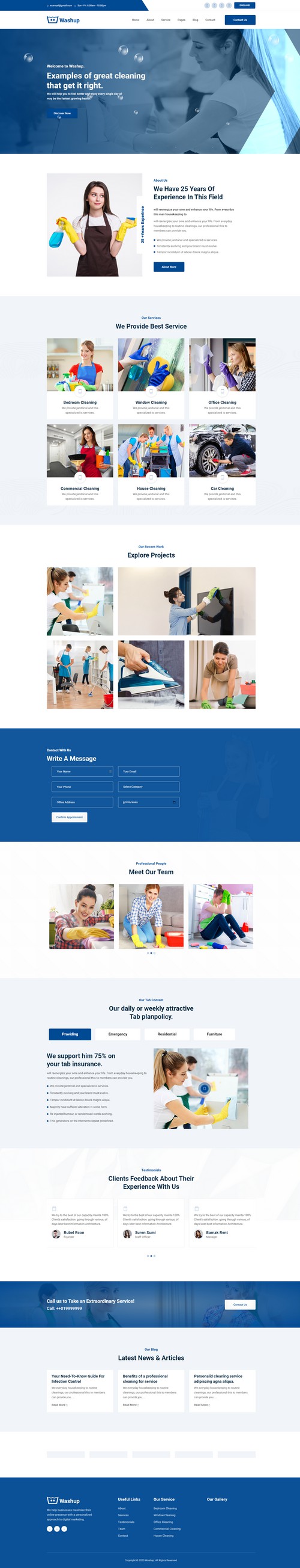 Washup - Cleaning Services Joomla Template