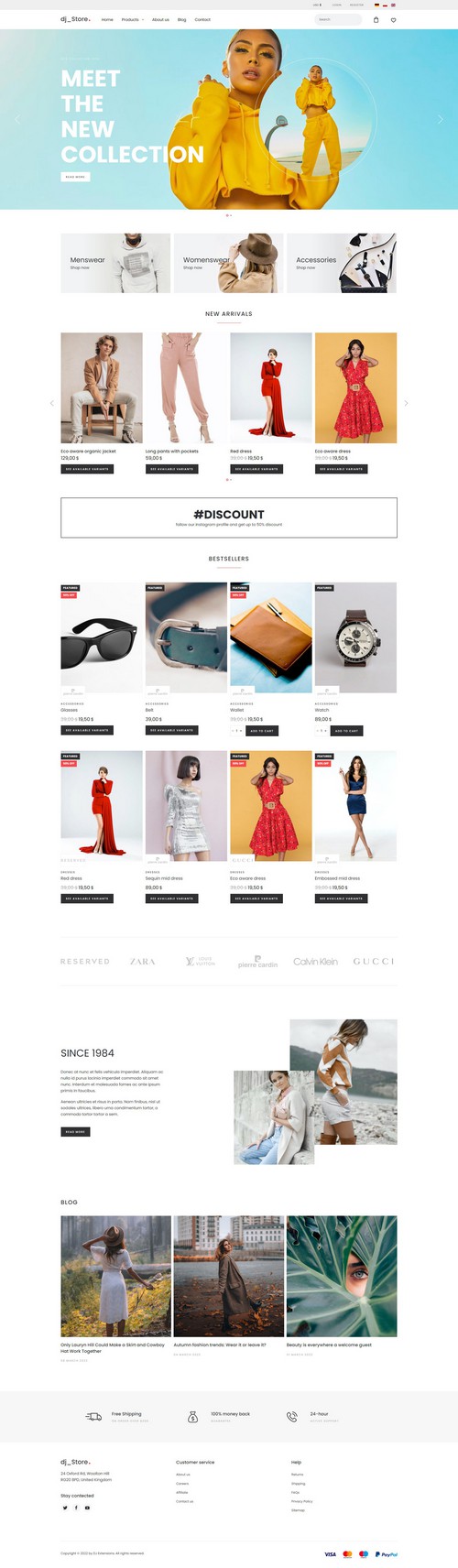 DJ-FashionStore - Professional eCommerce Joomla 4 template / Yootheme