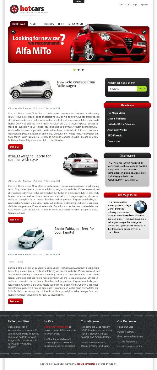 Cars - Joomla 4 Template for Building Cars Lovers Websites