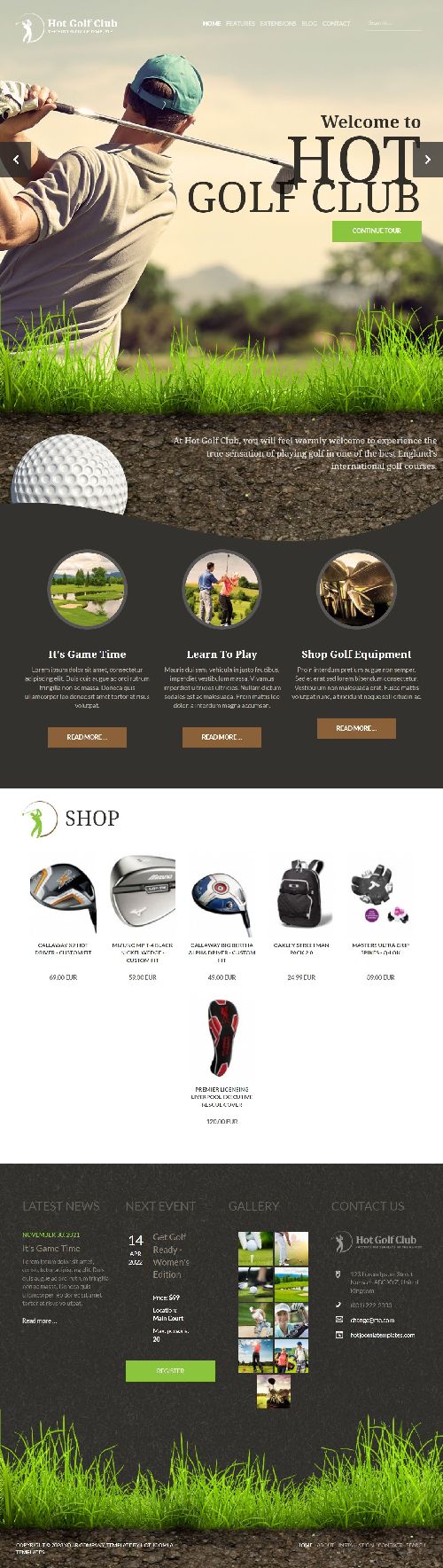 Golf - Joomla 4 Template for Websites Related to Golf
