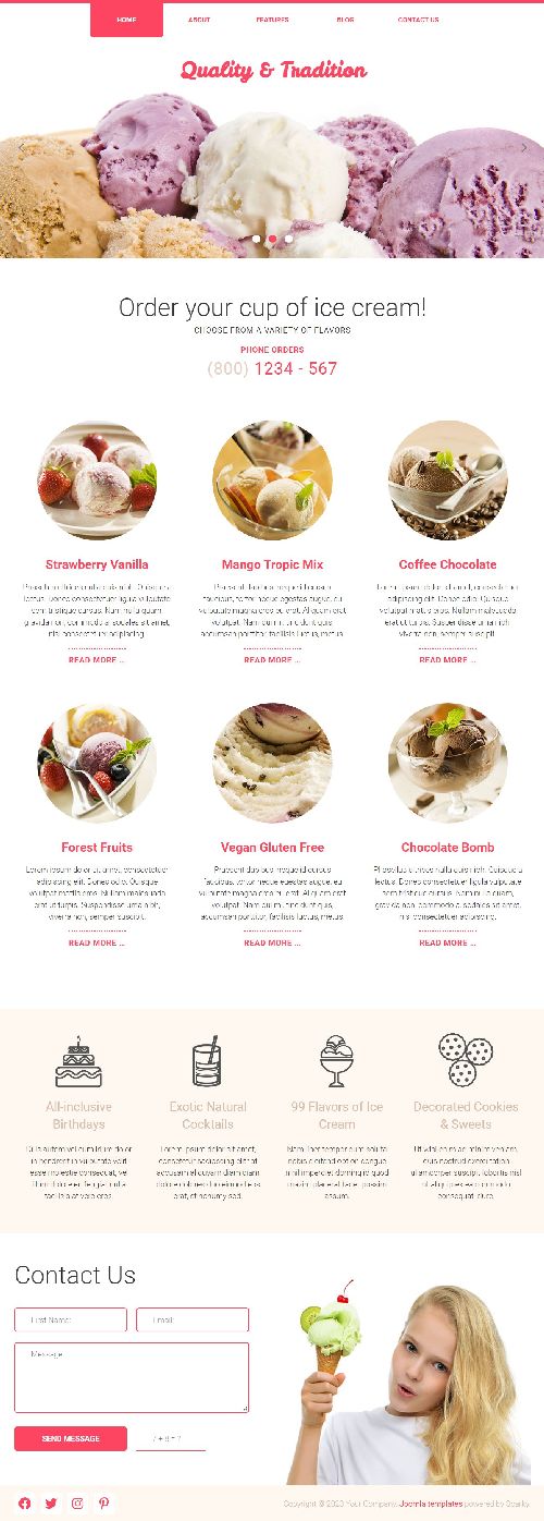 Ice Cream - Ice Cream Shops and Producers Joomla 4 Template