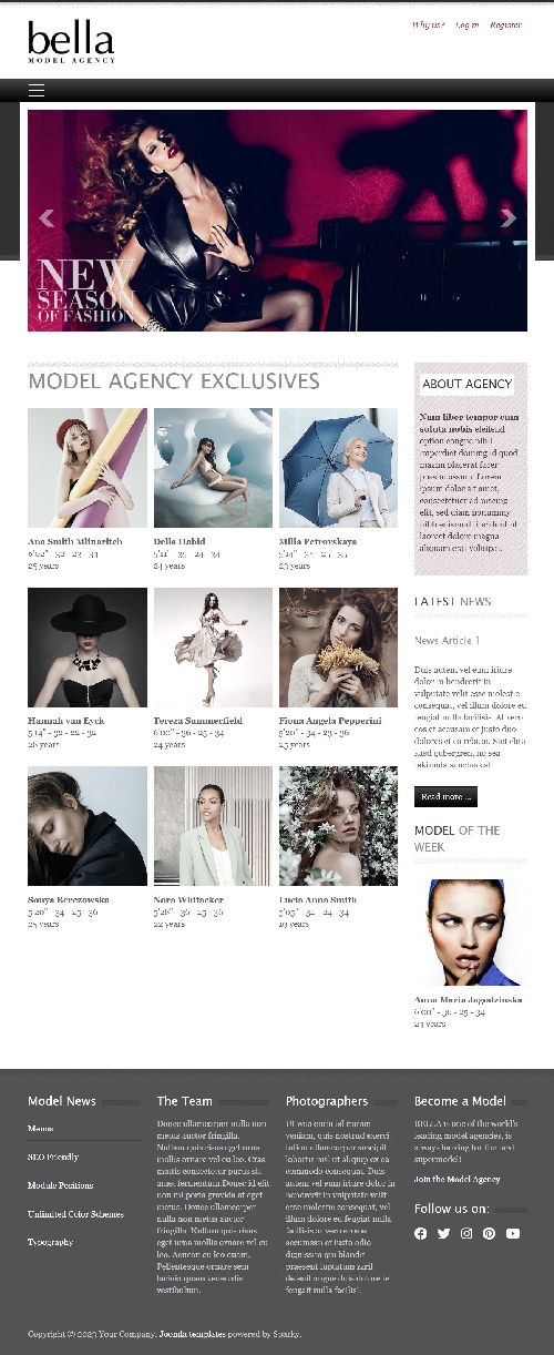 Model Agency - Joomla 4 Template for Model Agency Website