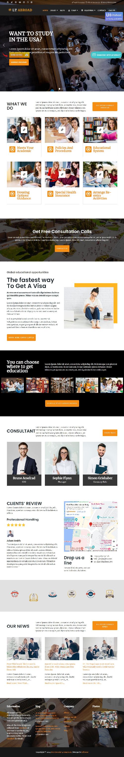 LT Abroad - Responsive Education Joomla 4 Template site