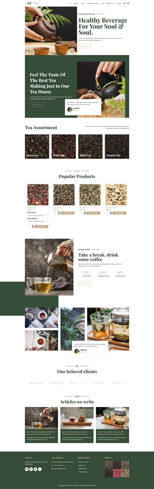 GT Tea - Responsive Online Tea Shop Joomla 4 Template