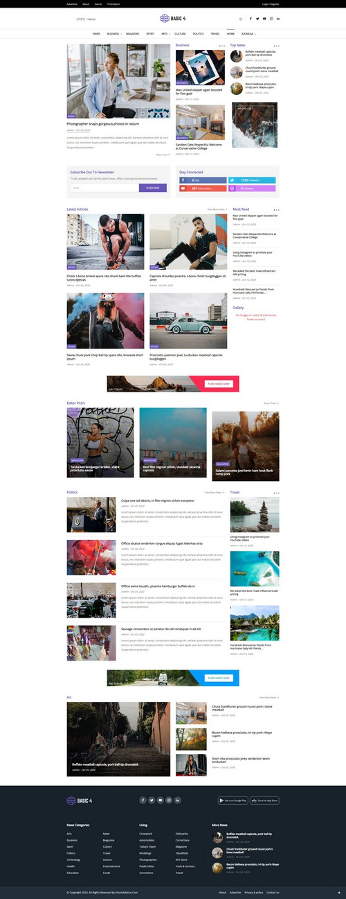 Basic4 - Joomla 4 Template for creating magazine, news portal