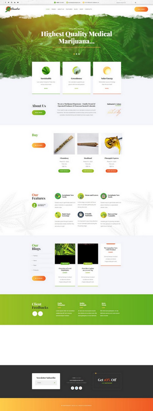 Canabro - Responsive Medical Marijuana Websites Joomla Template