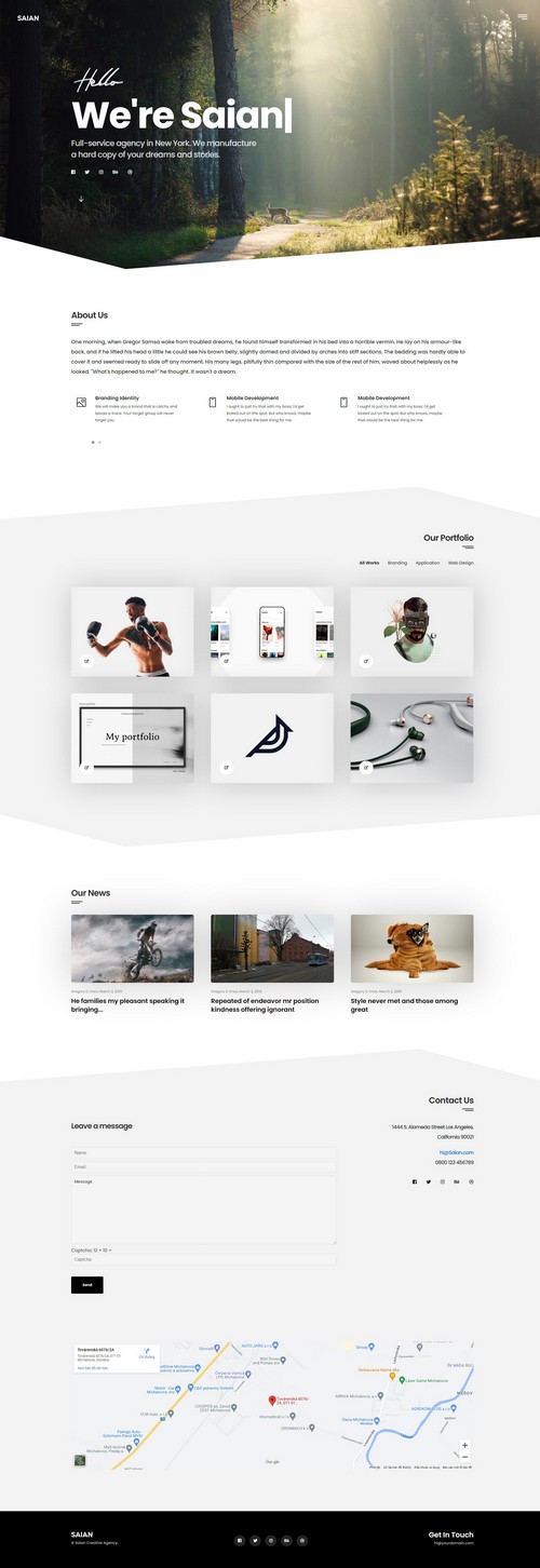 Saian - Onepage Portfolio Joomla 4 Template ideal for designers