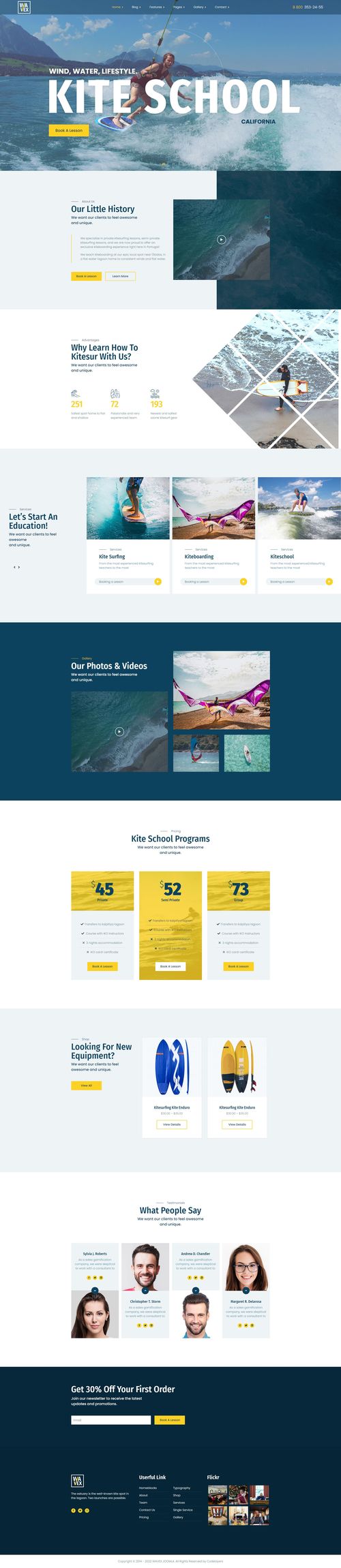 Wavex - Sailing and Surfing Single and Multi Page Joomla Template